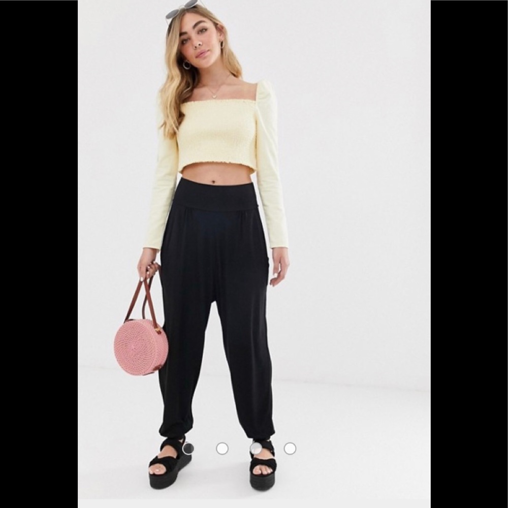 Stile Benetton Women Black Harem Aladdin Wide Pants Size Small